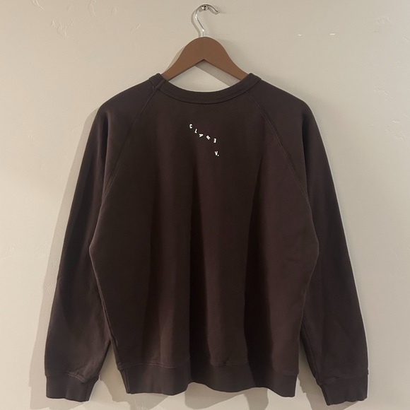 anthropologie | clare v. ciao sweatshirt in cocoa brown with cream ↷ - Picture 12 of 16